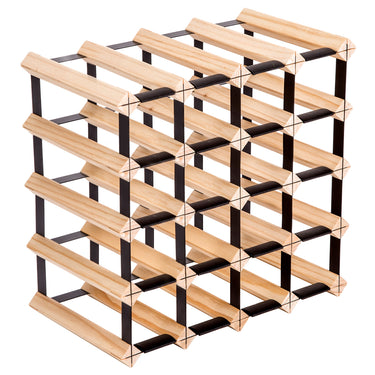 Emperio 20 Bottle Steel & Pine Wood Wine Rack